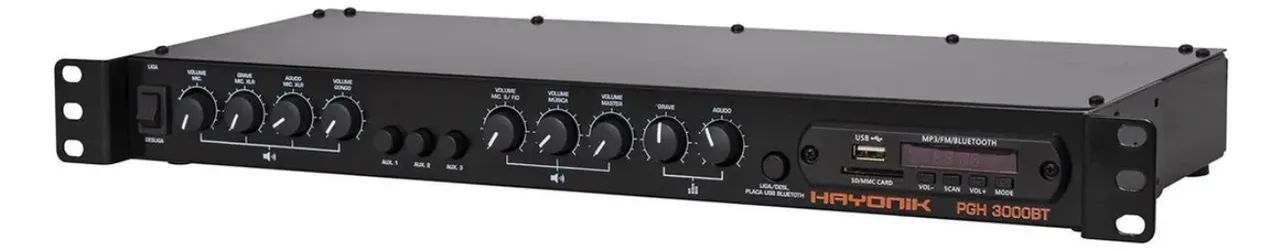 Pré-amplificador Com Gongo Hayonik Pgh3000 com Bluetooth e USB - Foto 3