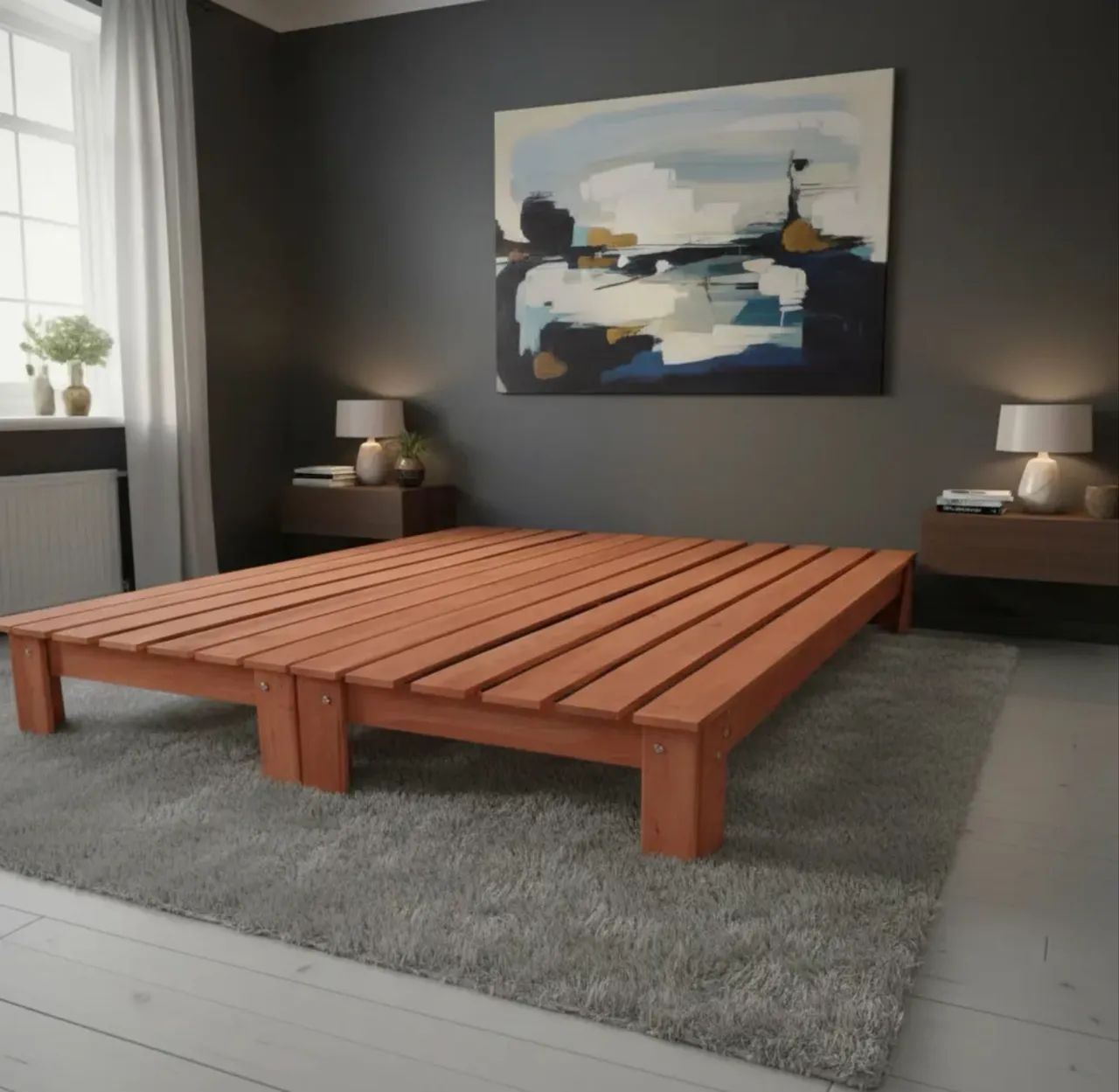 Base madeira cama queen modelo penafort  - Foto 3