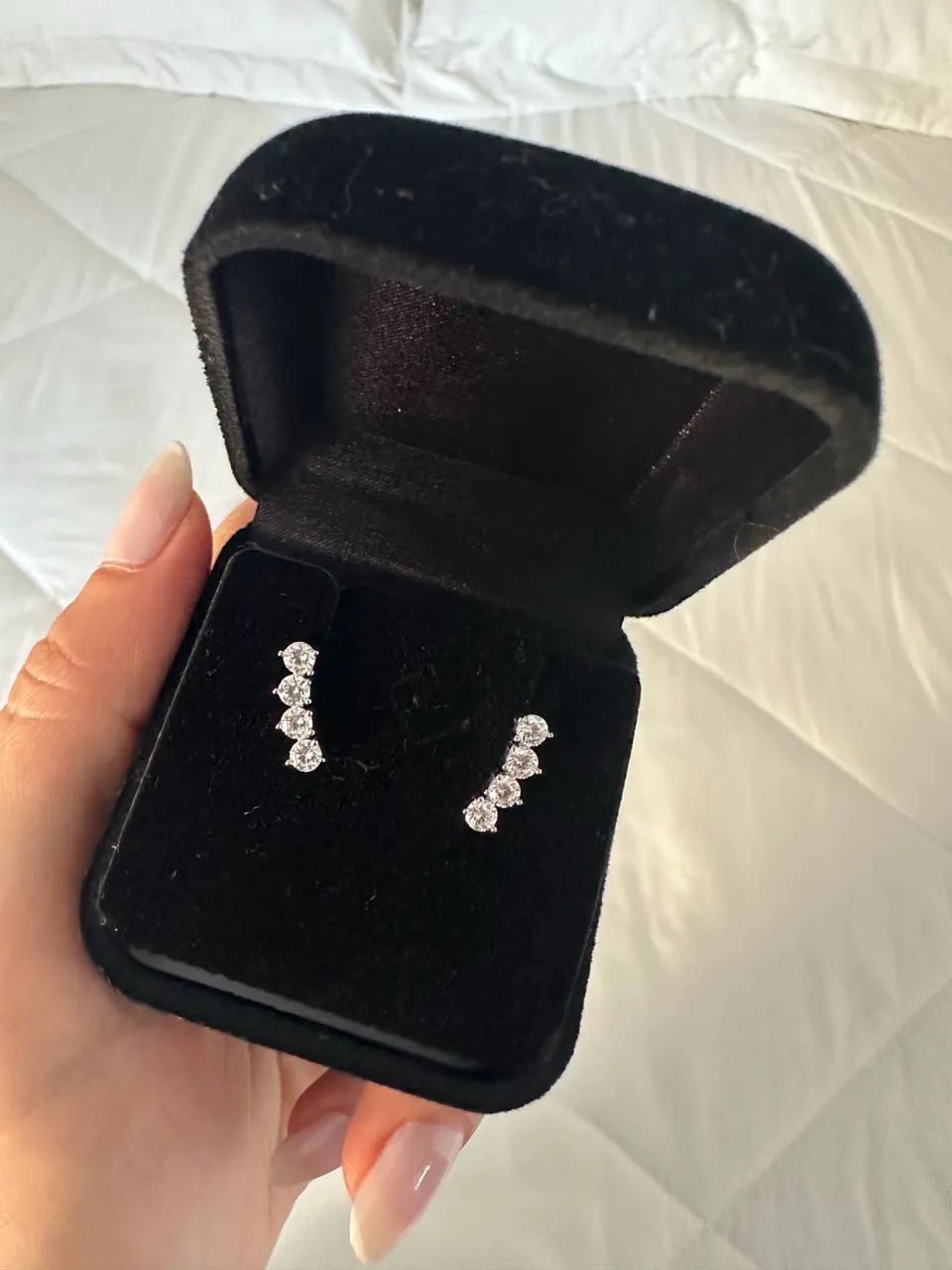 brinco ear cuff mini prata 925 banho ródio delicado 
