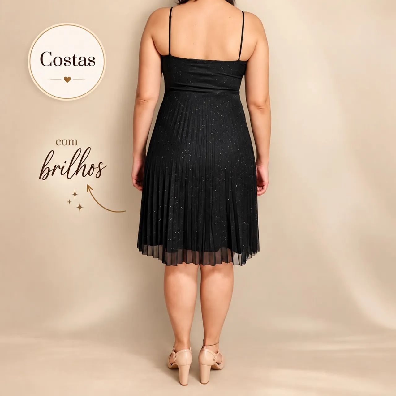 Vestido Preto Mid com Brilho - Foto 3