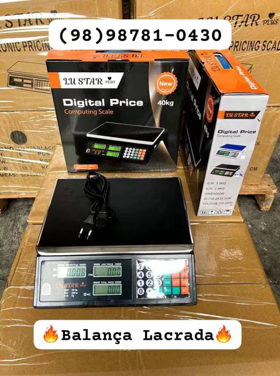 Balança Digital até 40Kg Peixaria Frigorífico Frutaria Feira 