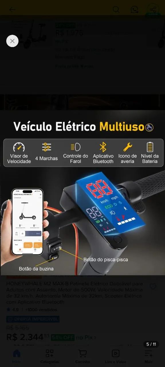  PATINETE ELÉTRICO COMPLETO NOVO - Foto 5