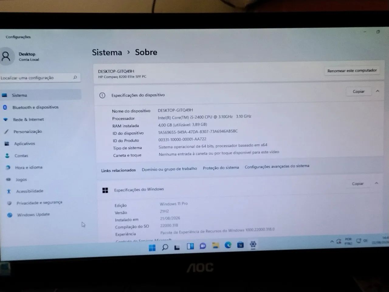 Desktop HP compag 8200  I5-2400 + SSD 120G. - Foto 4