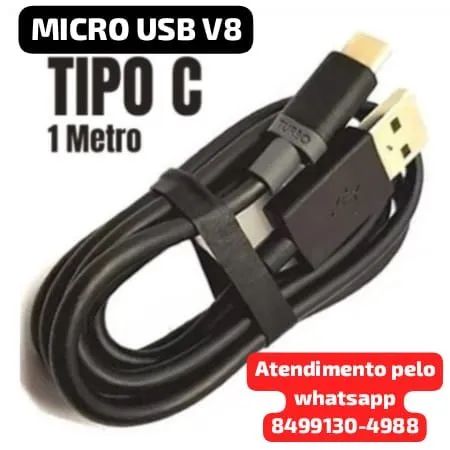 Cabo USB Tipo C ou micro USB v8