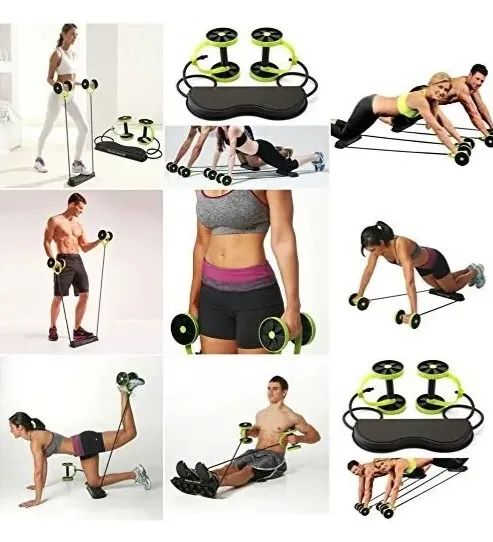 Roda Abdominal Aparelho De Ginastica Revoflex Xtreme Com 44 Exercicios E Elasticos Para Tr - Foto 3