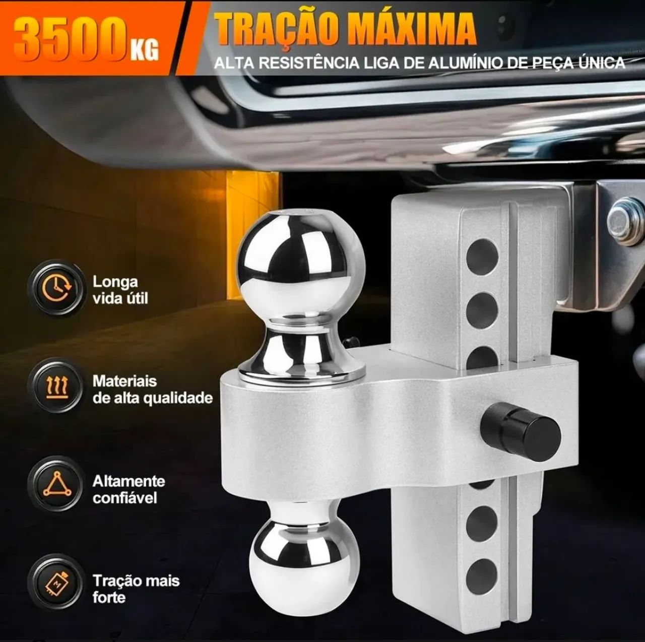 Kit ponteira de engate regulável com duas bolas - Foto 3