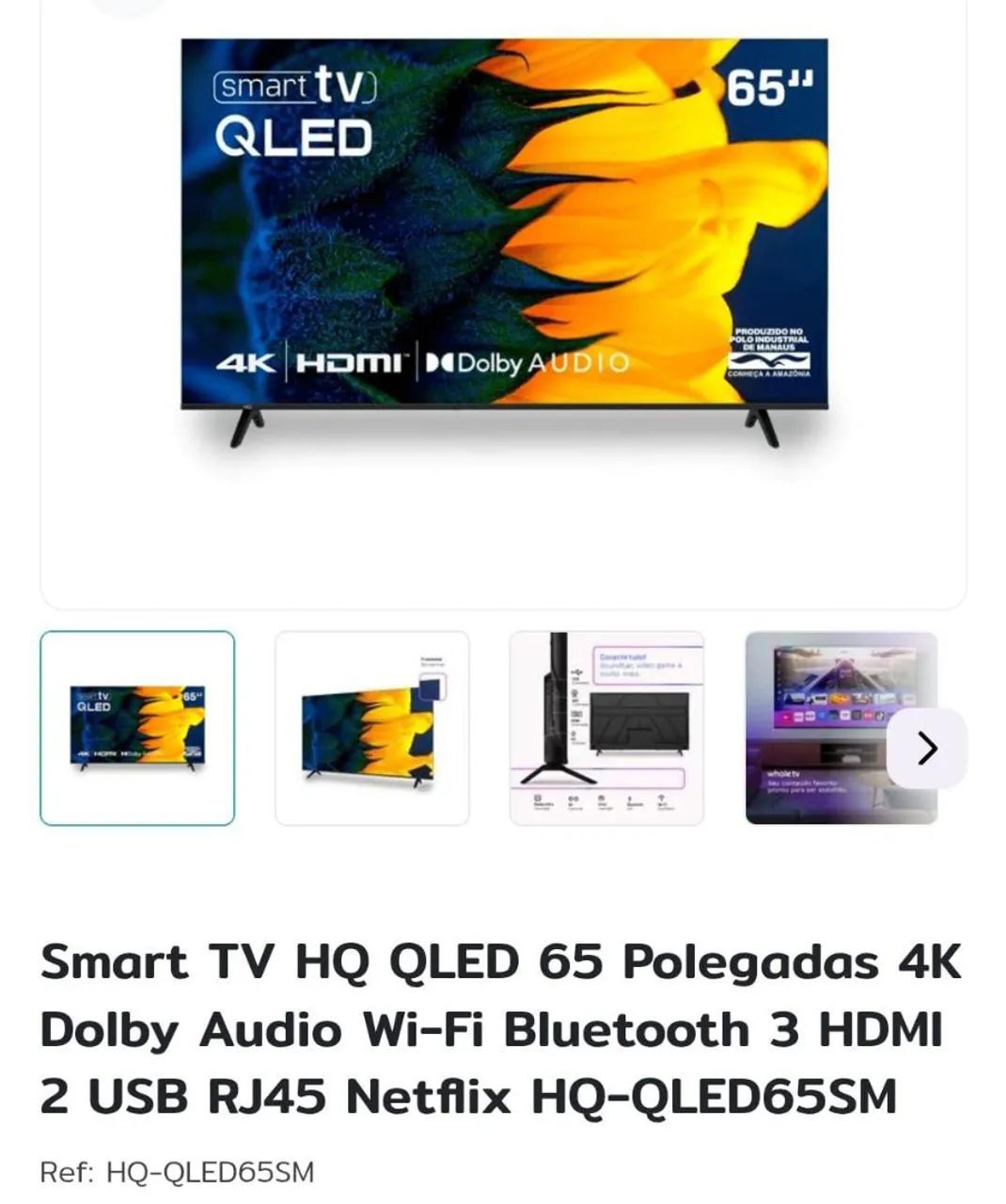 Tv Smart HQ 65 polegadas QLed 4 Nova ( na Caixa lacrada)