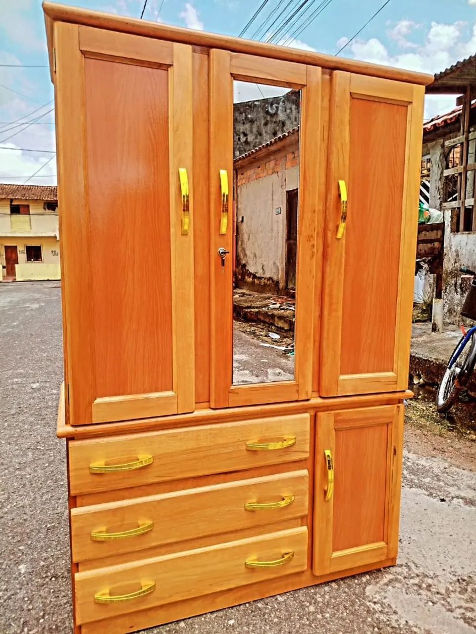 GUARDA ROUPA DE SOLTEIRO NOVO - COMPLETO COM ESPELHO  - Foto 3