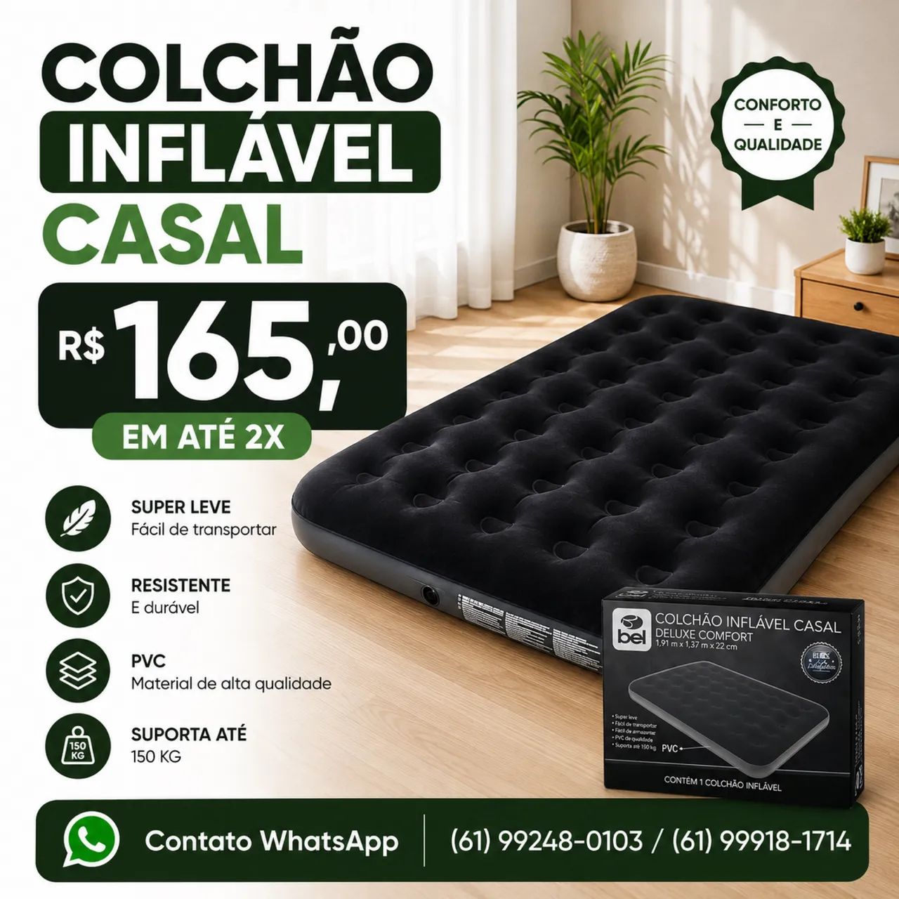 COLCHÃO INFLÁVEL CASAL BELFIX