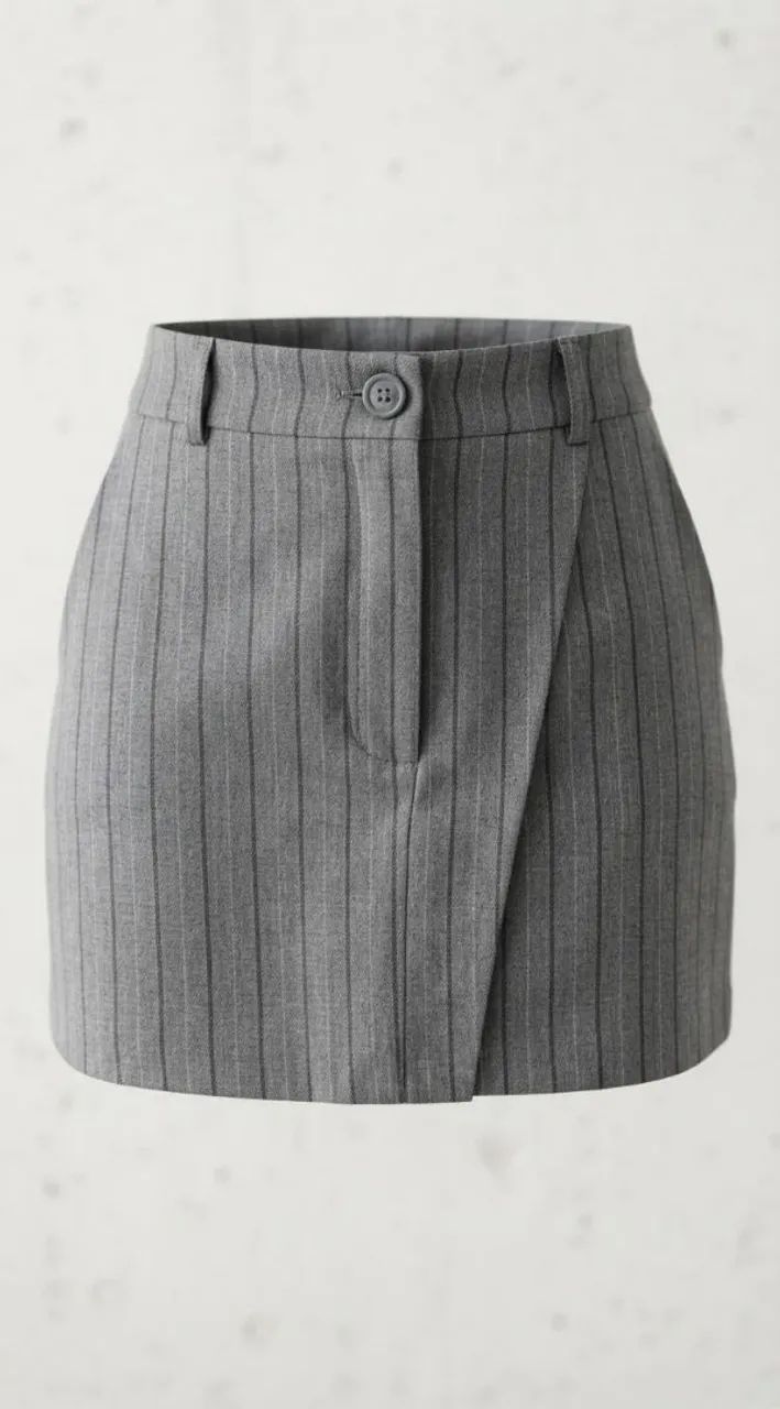 Short saia em alfaiataria risca de giz