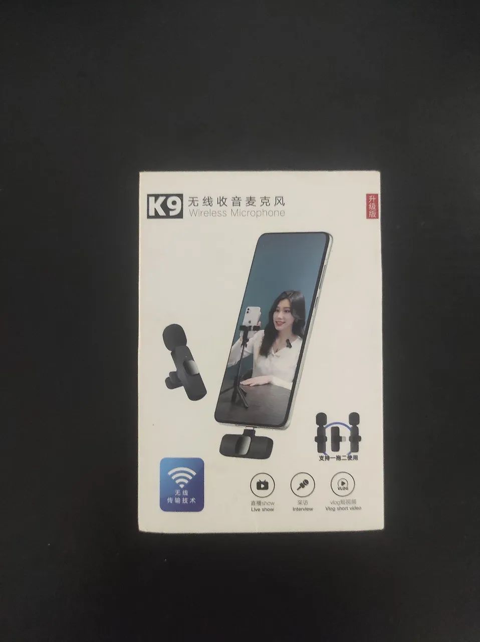 Kit Microfone Lapela Sem Fio K9 Duplo iPhone Lightning - Gravação Vídeo TikTok