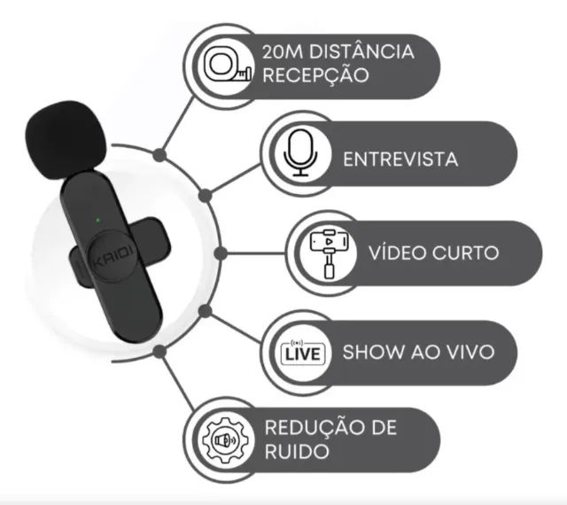Microfone Lapela Kaidi KMF6-C - Foto 3