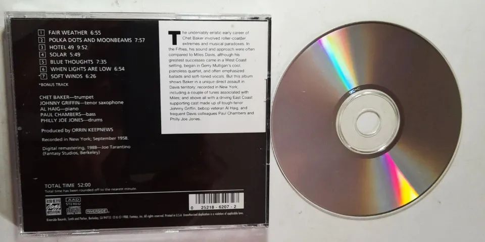 Cd Chet Baker In New York, importado, seminovo, mídia intacta