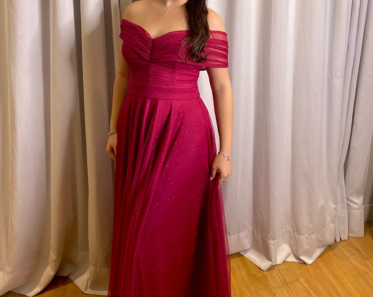 Vestido de Festa Rosa com Brilho
