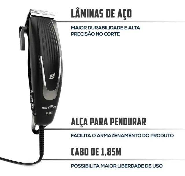 Cortador De Cabelos Britânia Bcr03 9 220V - Foto 3