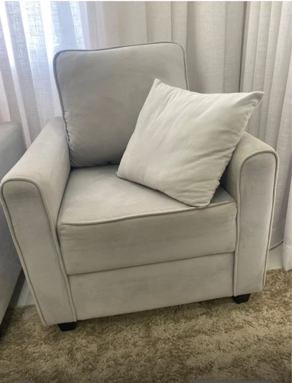 2 Poltronas Suede Cinza - Foto 2