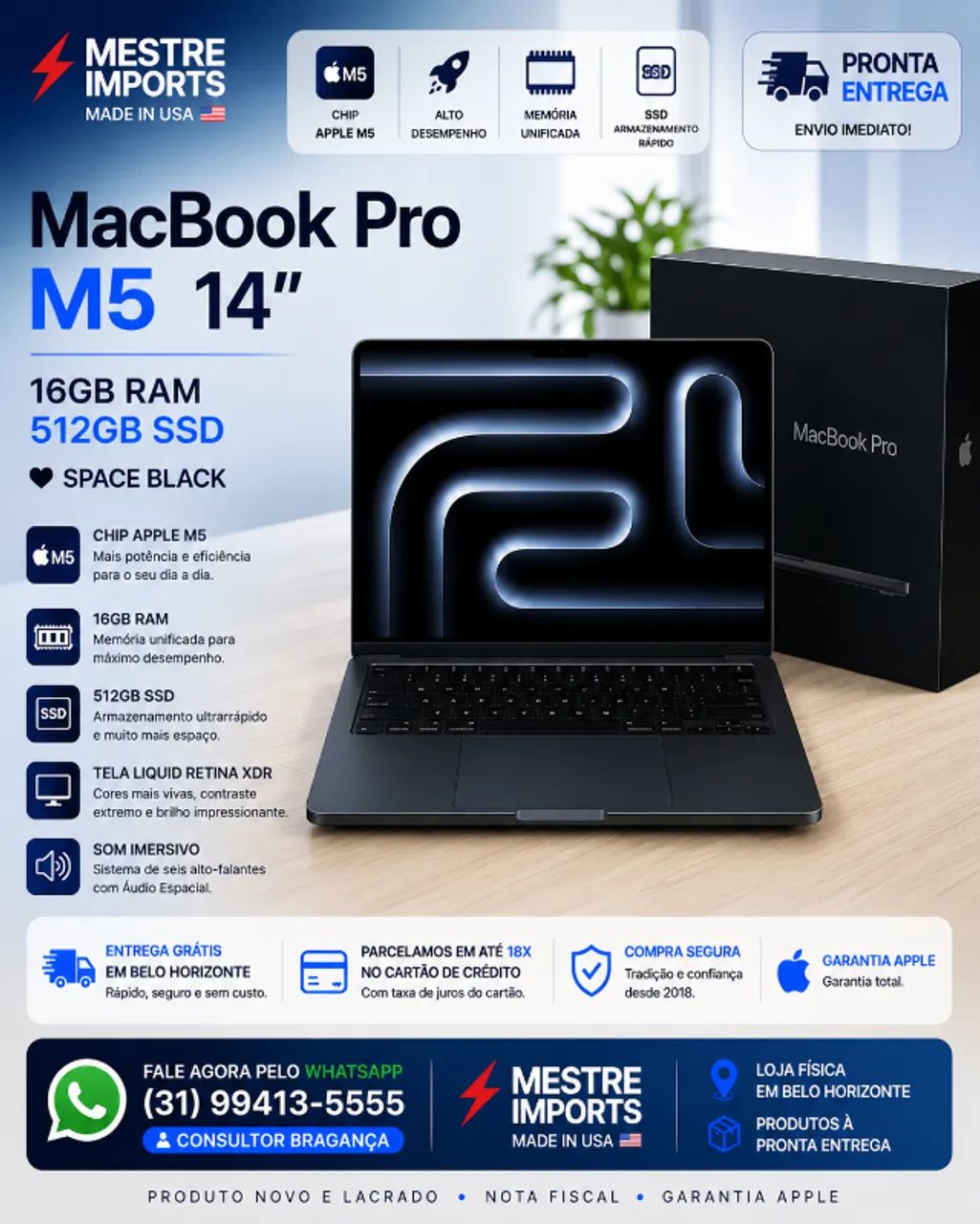 MacBook Pro M5 14 polegadas - 16GB / 512GB