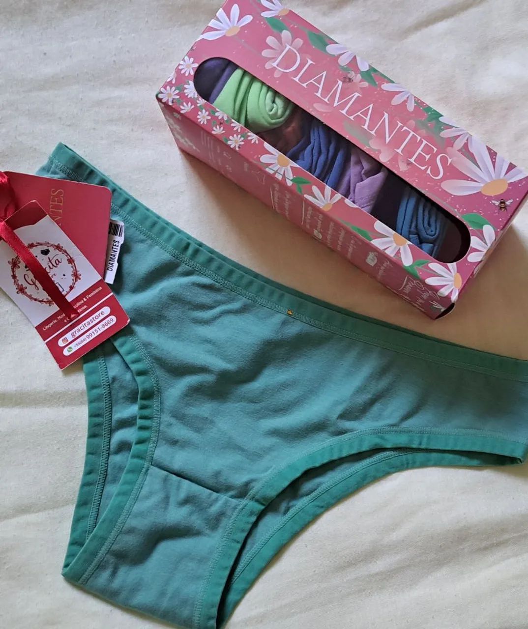 Kit com 7 Calcinhas Diamantes Lingerie em Algodão 