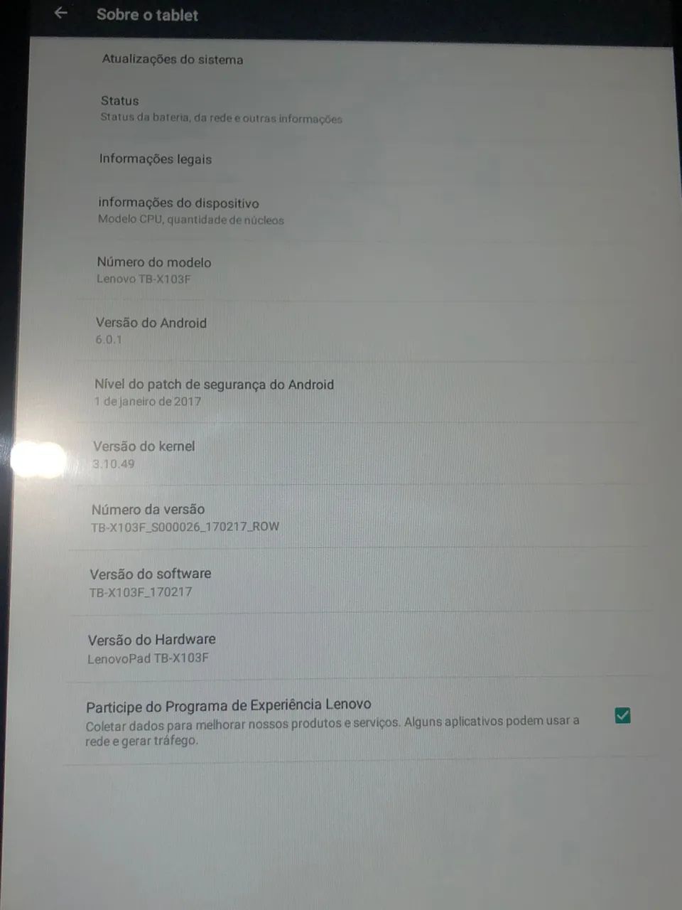 Tablet Lenovo TBX103F