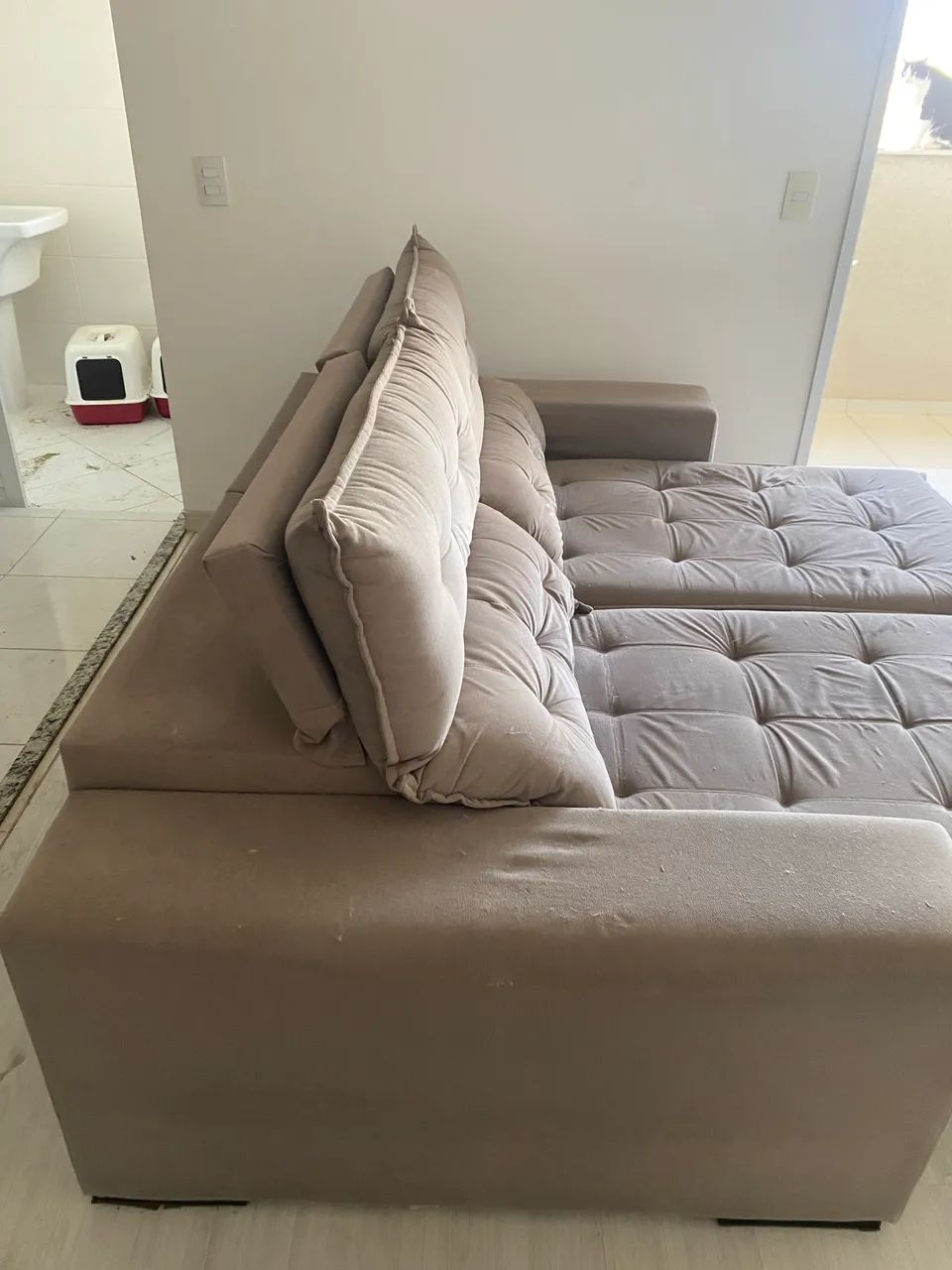 Beige Retractable Sofa65746287676161121