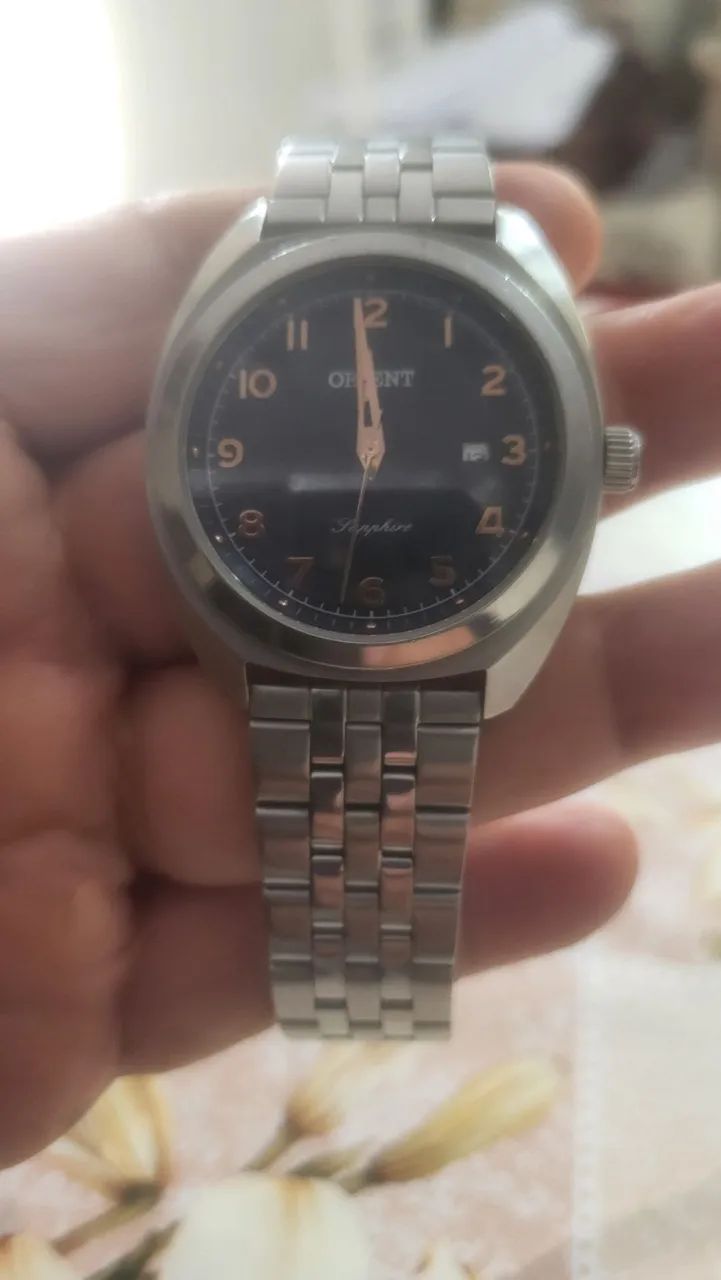 Raro relógio oriente quartzo 40 mm de caixa vidro em Saphira  - Foto 4