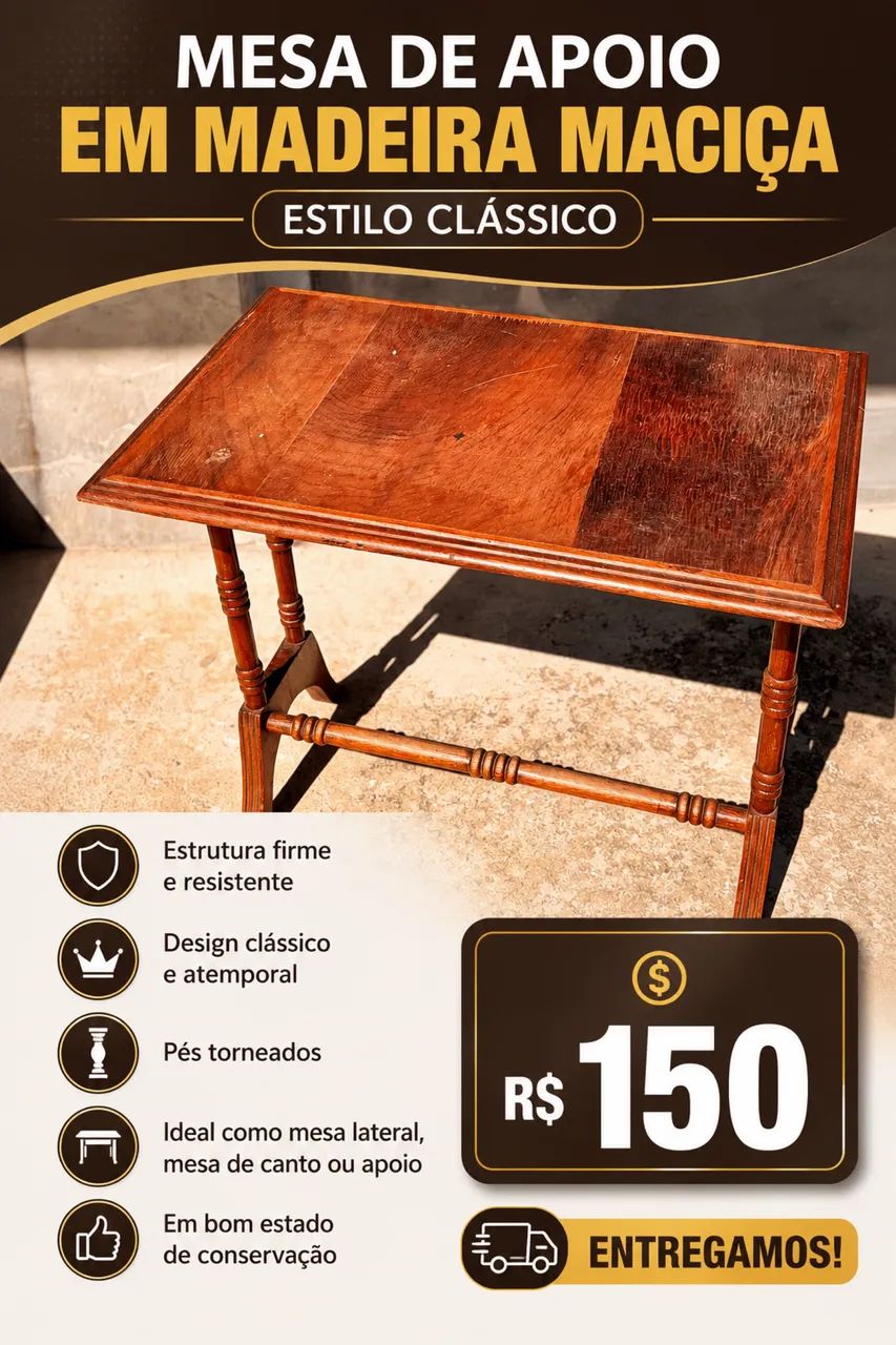Mesa de apoio em madeira 