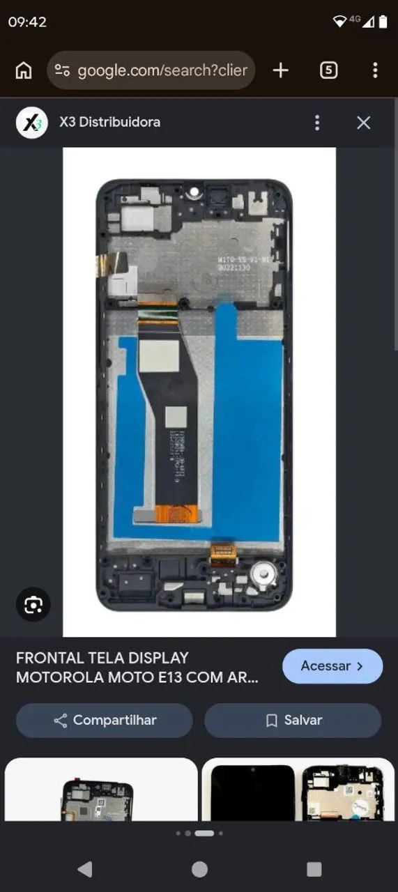 Tela moto E13 com base 
