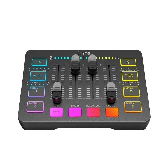 Mixer Fifine Audio XLR SC3, C/ Phantom 48V RGB USB-C/XLR