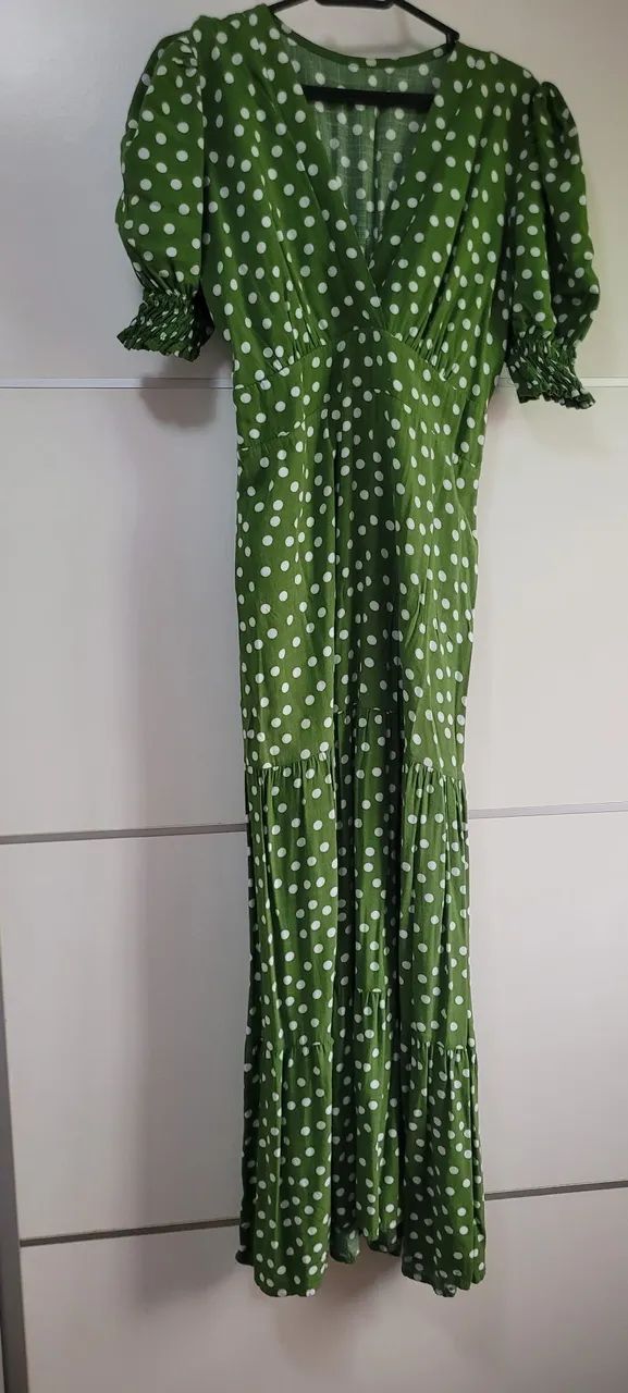 Vestido midi verde de poá  - Foto 2