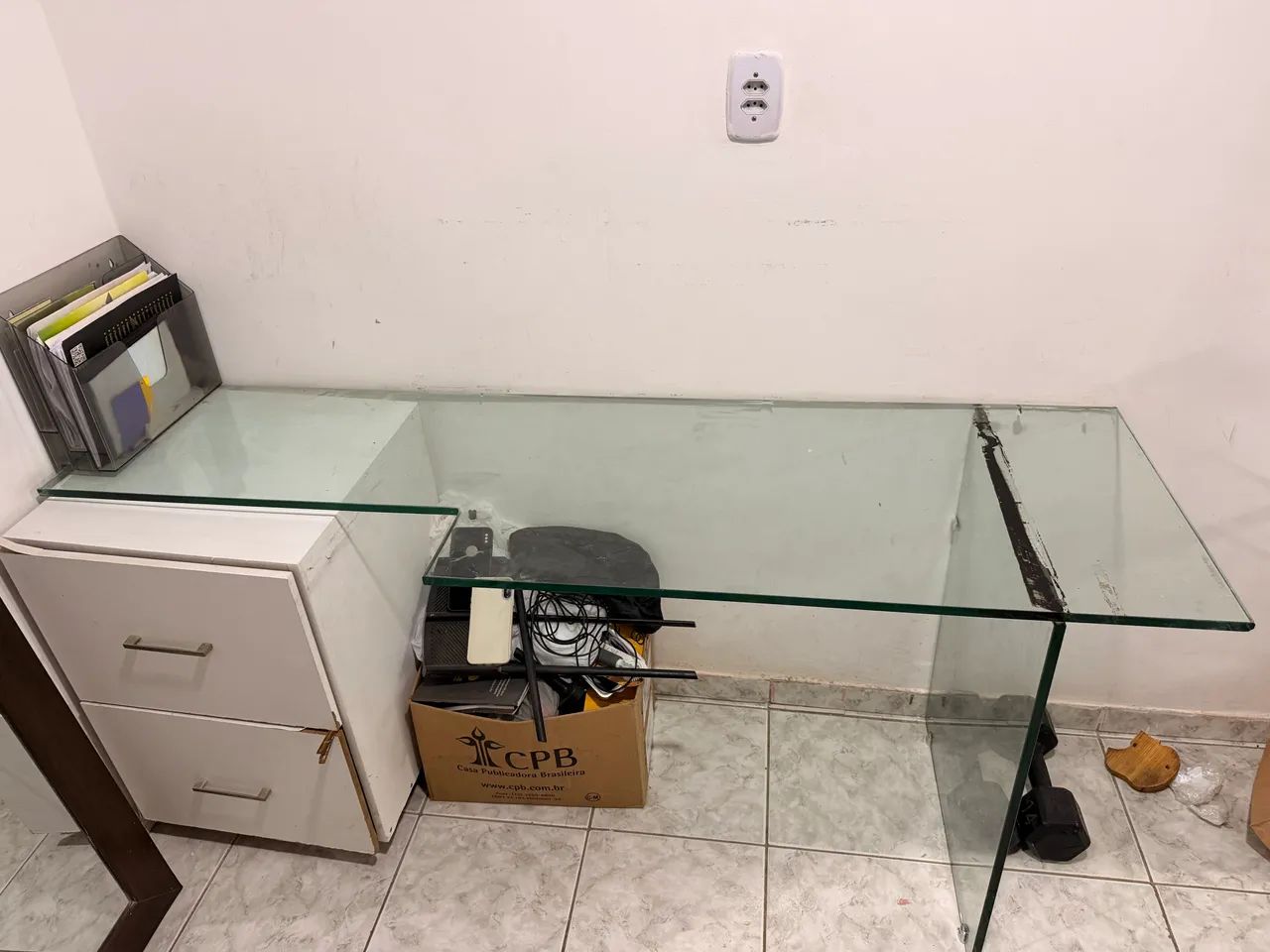 Mesa de trabalho ou estudo, de vidro - Foto 2