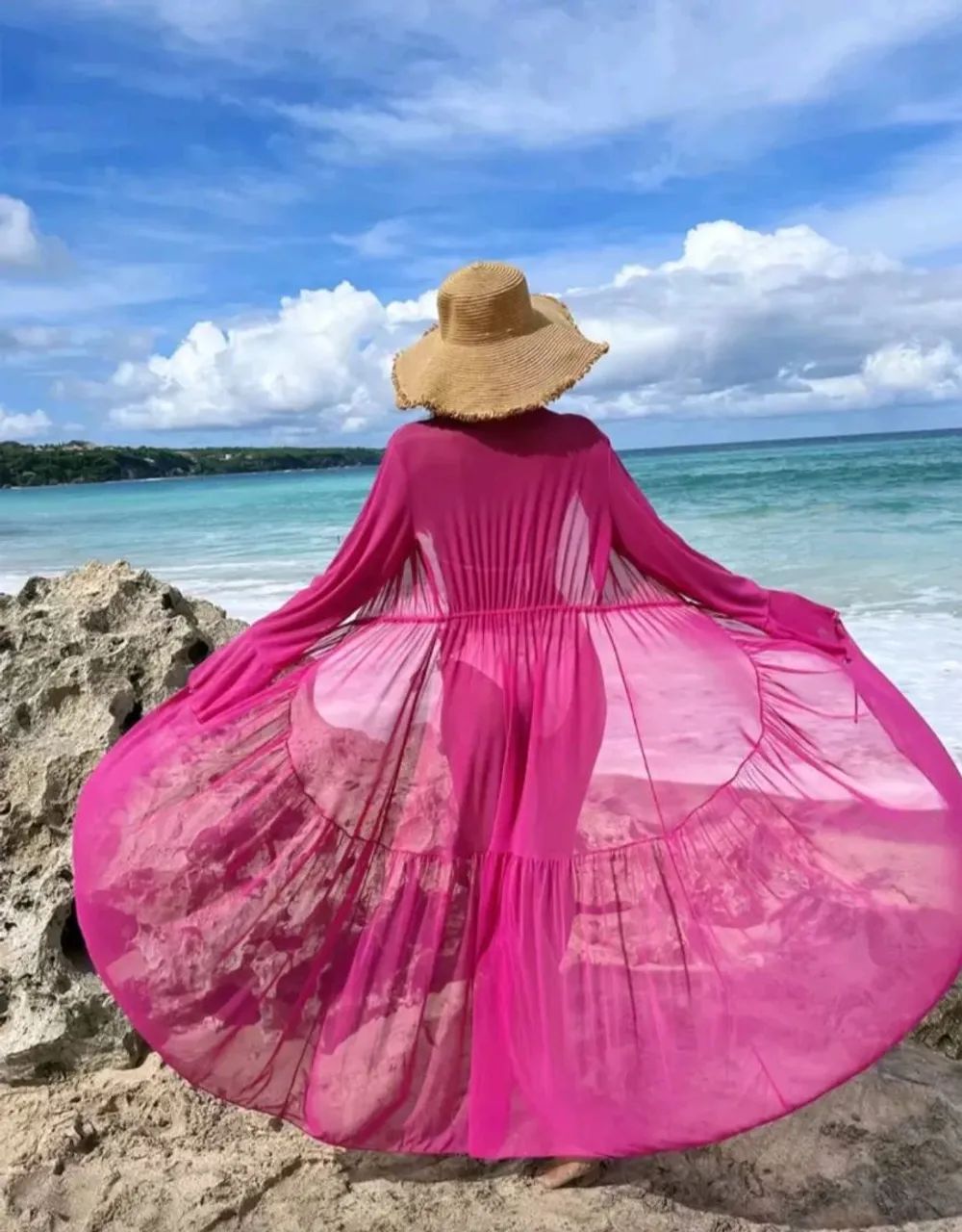 Saída de praia rosa elegance - Foto 4