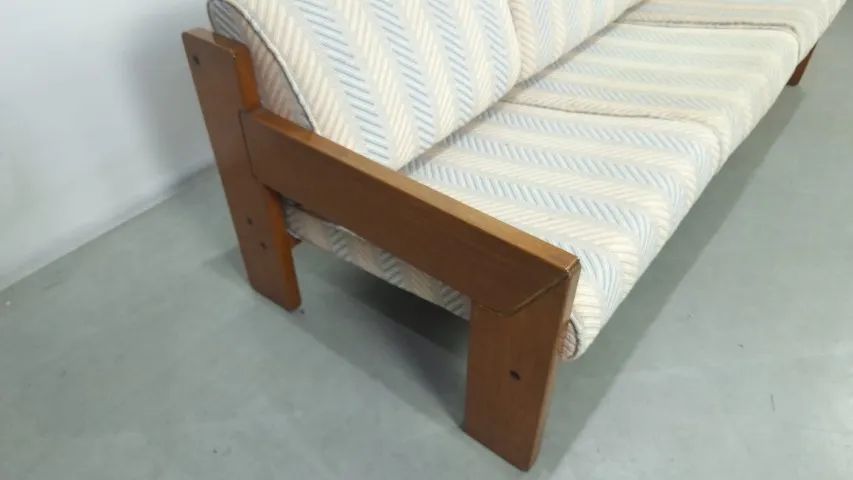 Sofa 3 Lugares Década de 70, Afra e Tobia Scarpa em madeira Freijó maciço - Foto 2