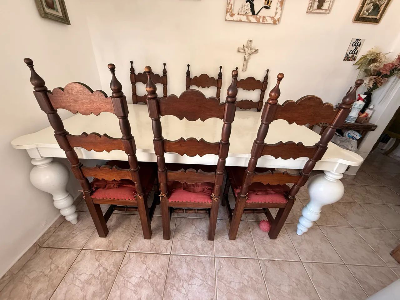 Conjunto mesa de jantar e cadeiras em madeira  - Foto 4
