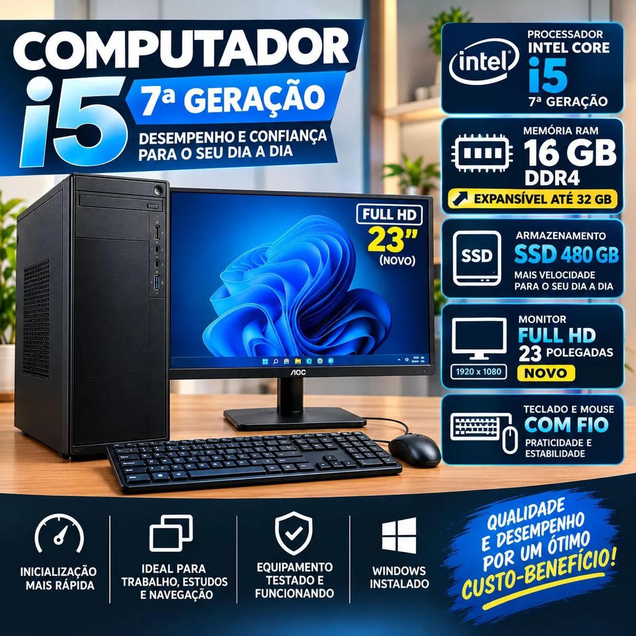 I5 + 16ddr4 + SSD 480GB