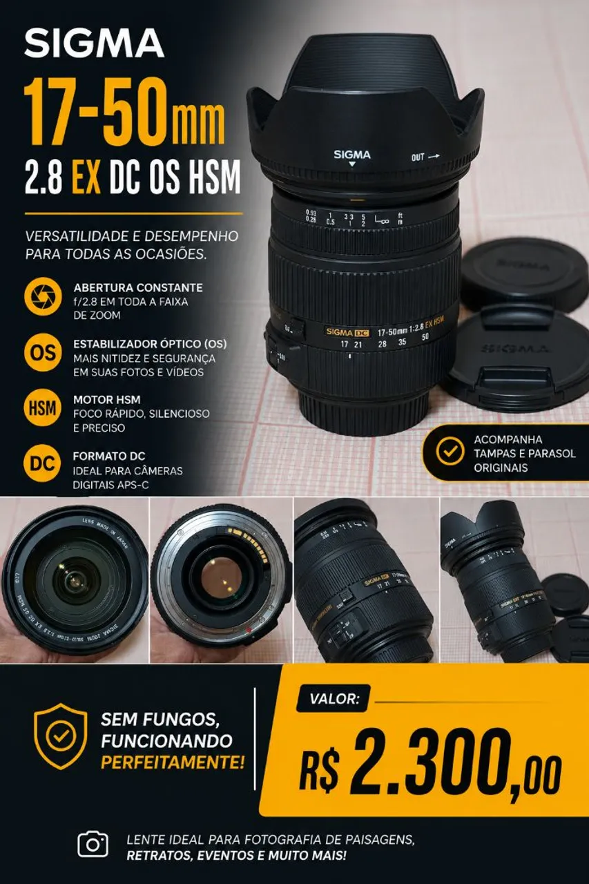 LENTE SIGMA 17-50MM F2.8 EX DC OS HSM - Câmeras e Filmadoras