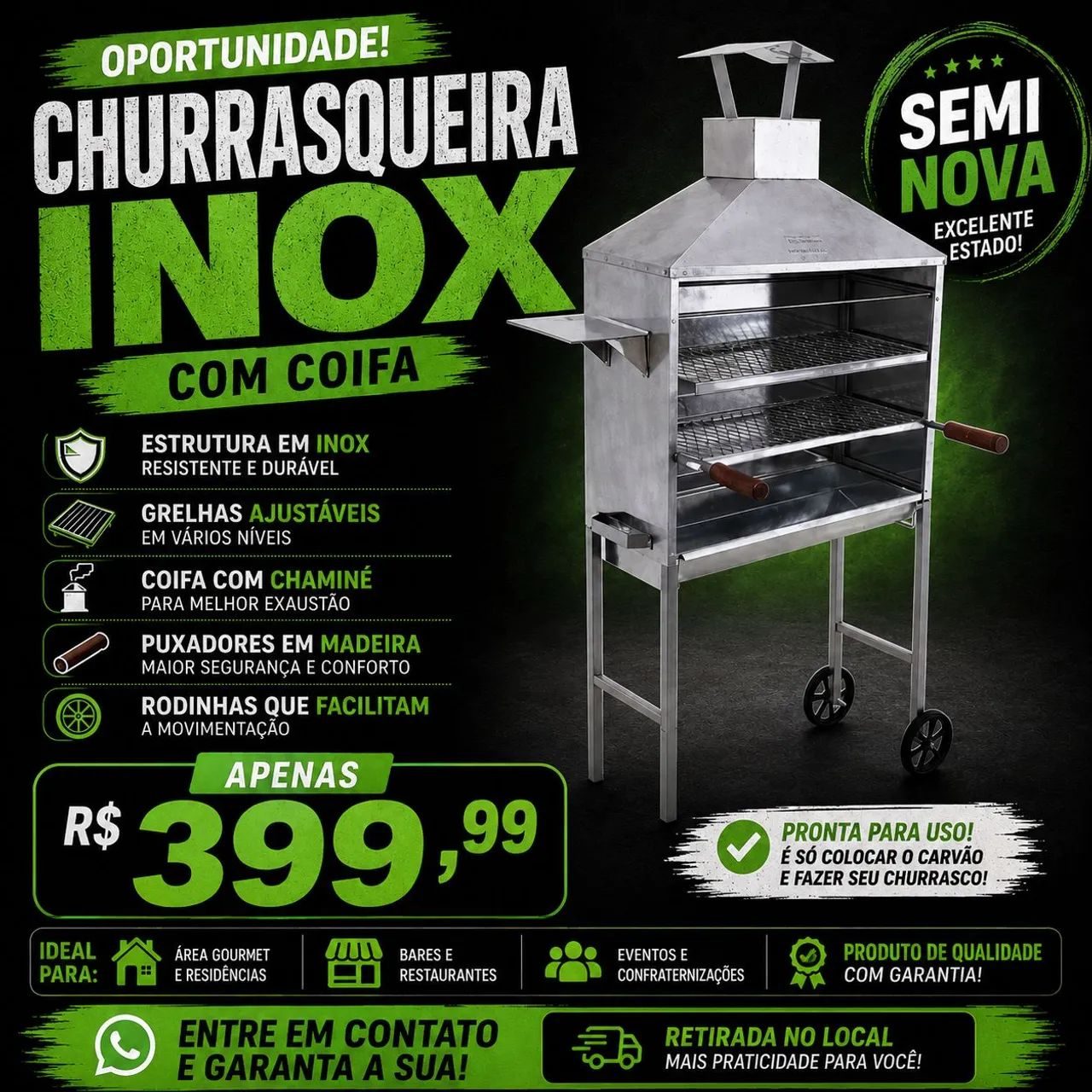 Churrasqueira Inox semi nova 