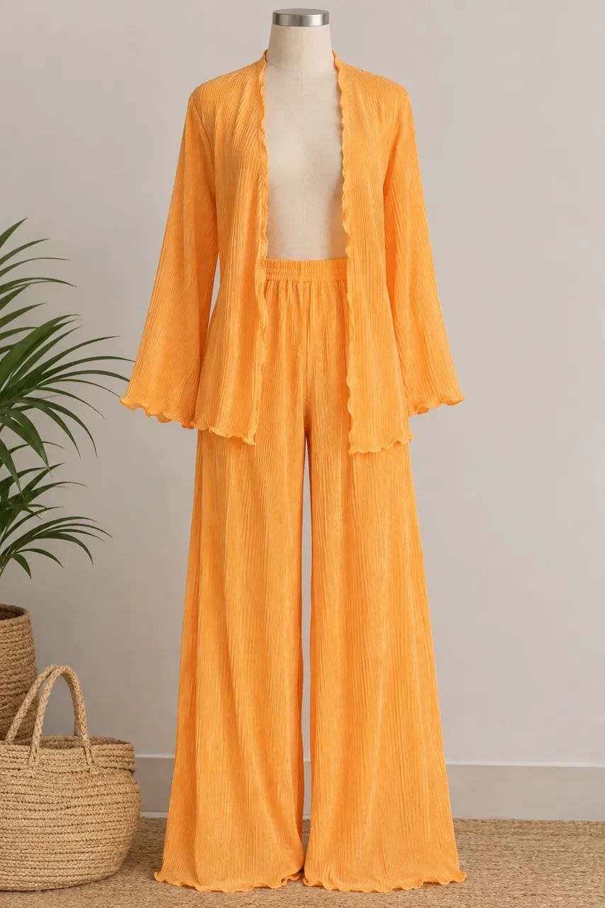 Conjunto feminino laranja calça + blusa - Foto 5