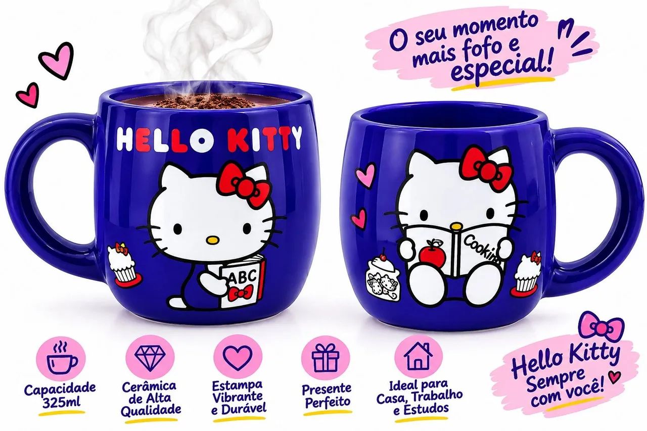 Caneca caldeirão Hello Kitty Piticas oficial 