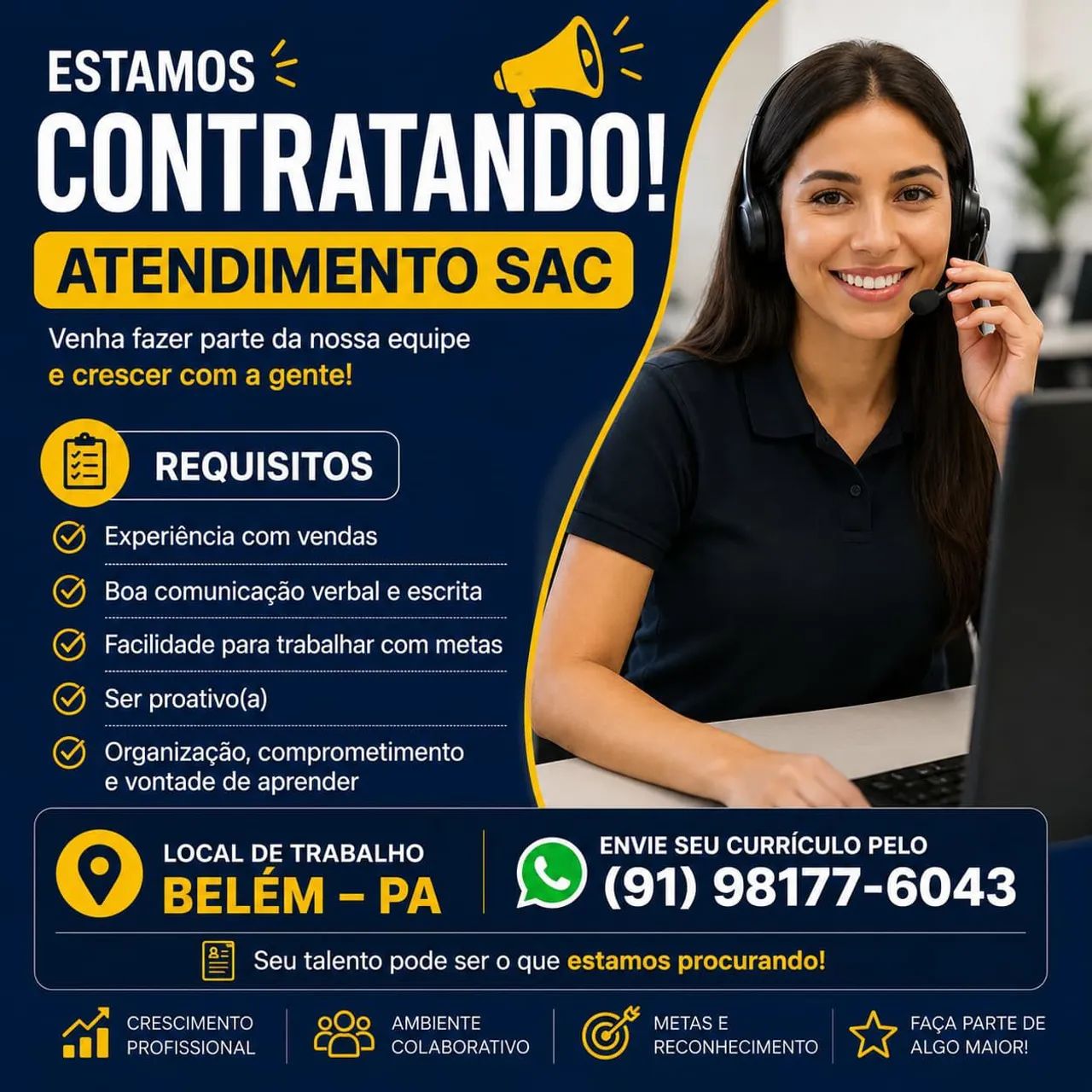 Vaga de vendedor sac