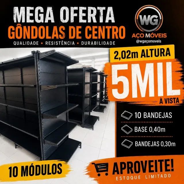 gondolas  pretas  seminova 10 modulos  