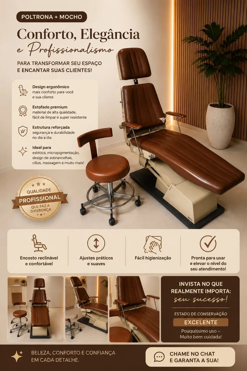 CADEIRA POLTRONA + MOCHO PARA ESTÉTICA  - Foto 2