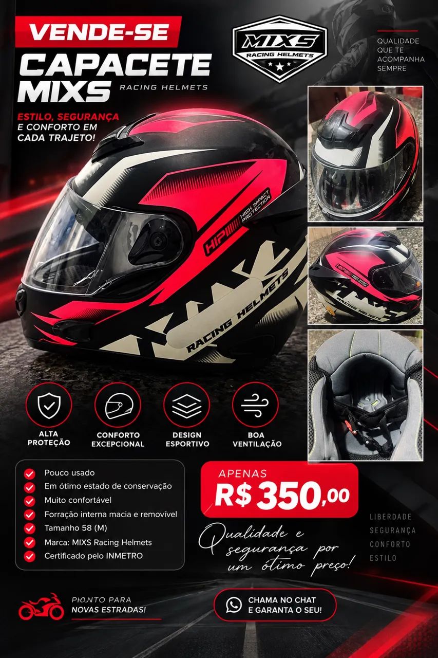 Vendo capacete tam 58
