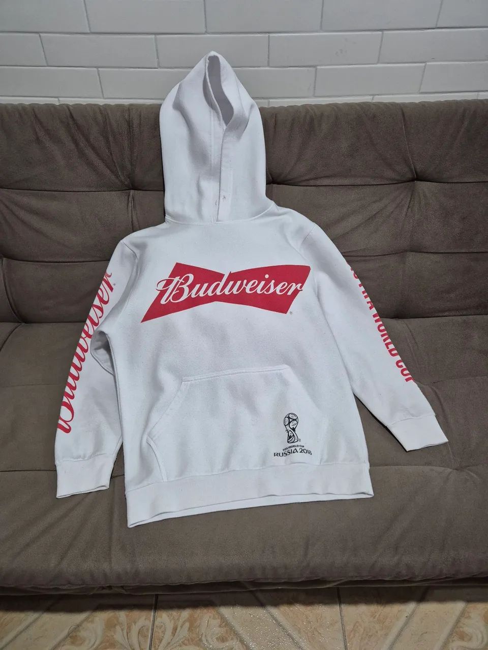 blusa de moletom budweiser fifa 2018 branca