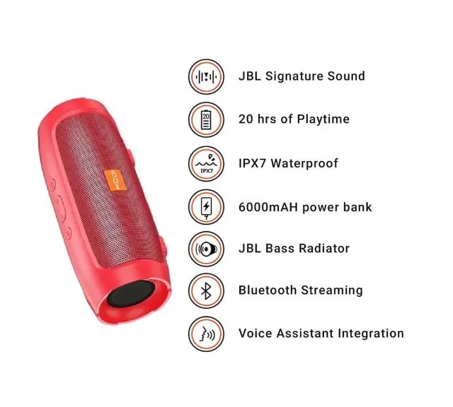 Caixa de Som Bluetooth Vermelha, Charge 3+ Mini, TWS, Seminova - Foto 4