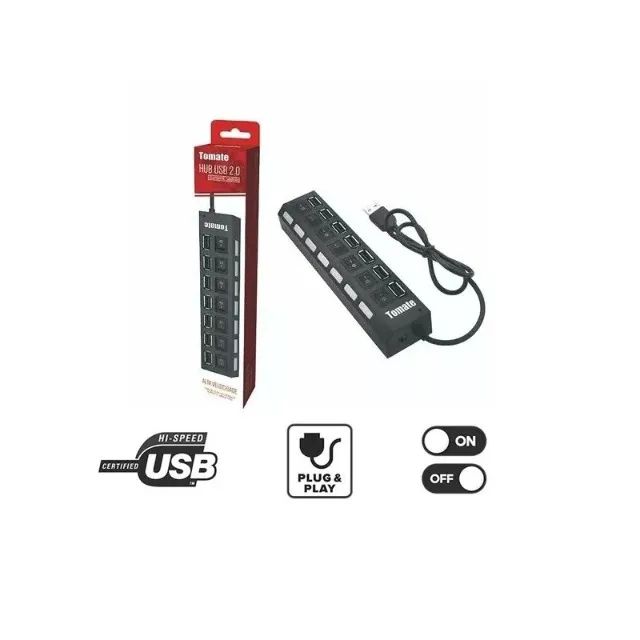 Hub Usb 7 Portas Chaveado Tomate