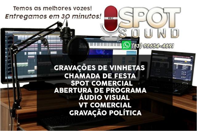 Gravações de vinheta, chamadas, spots, comercial etc