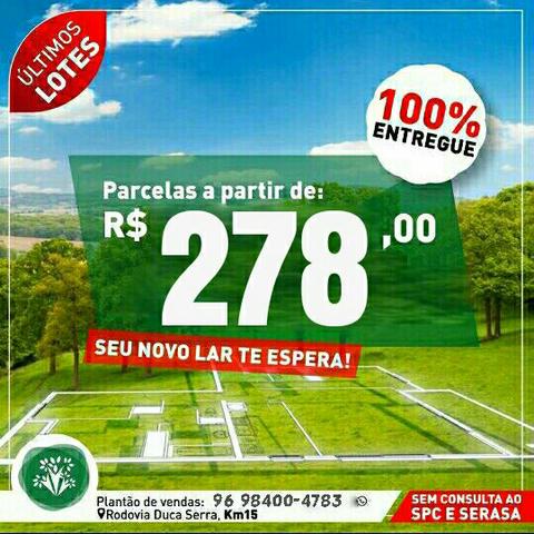 Lotes c/parcelas a partir de R$278,00 em Residencial fechado na Rodovia Duca Serra!!
