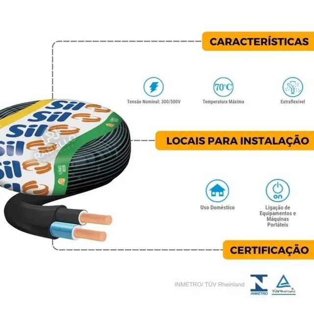 Cabo Flexível Sil pp 2X 1,5 mm Silflex 100m - Foto 3