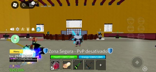 Roblox > Conta Blox Fruits Lvl MAX e Várias FRUTAS PERM