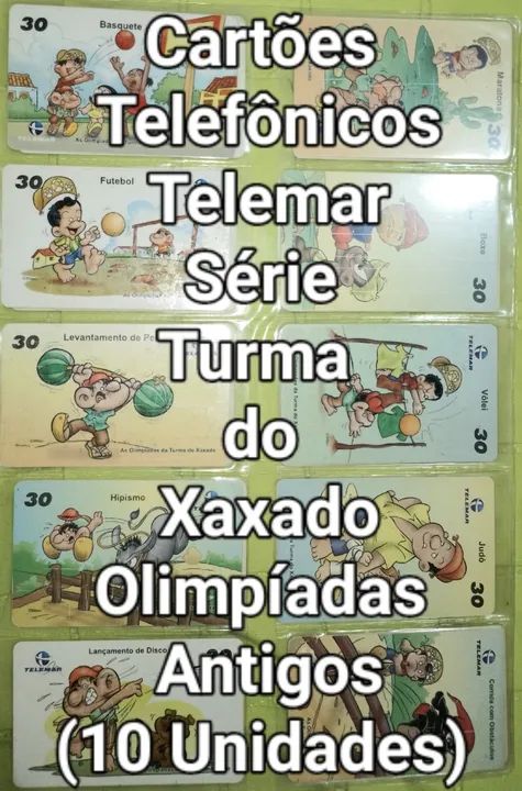 10 Cartões Telefônicos Telemar Série Turma do Xaxado Antigos